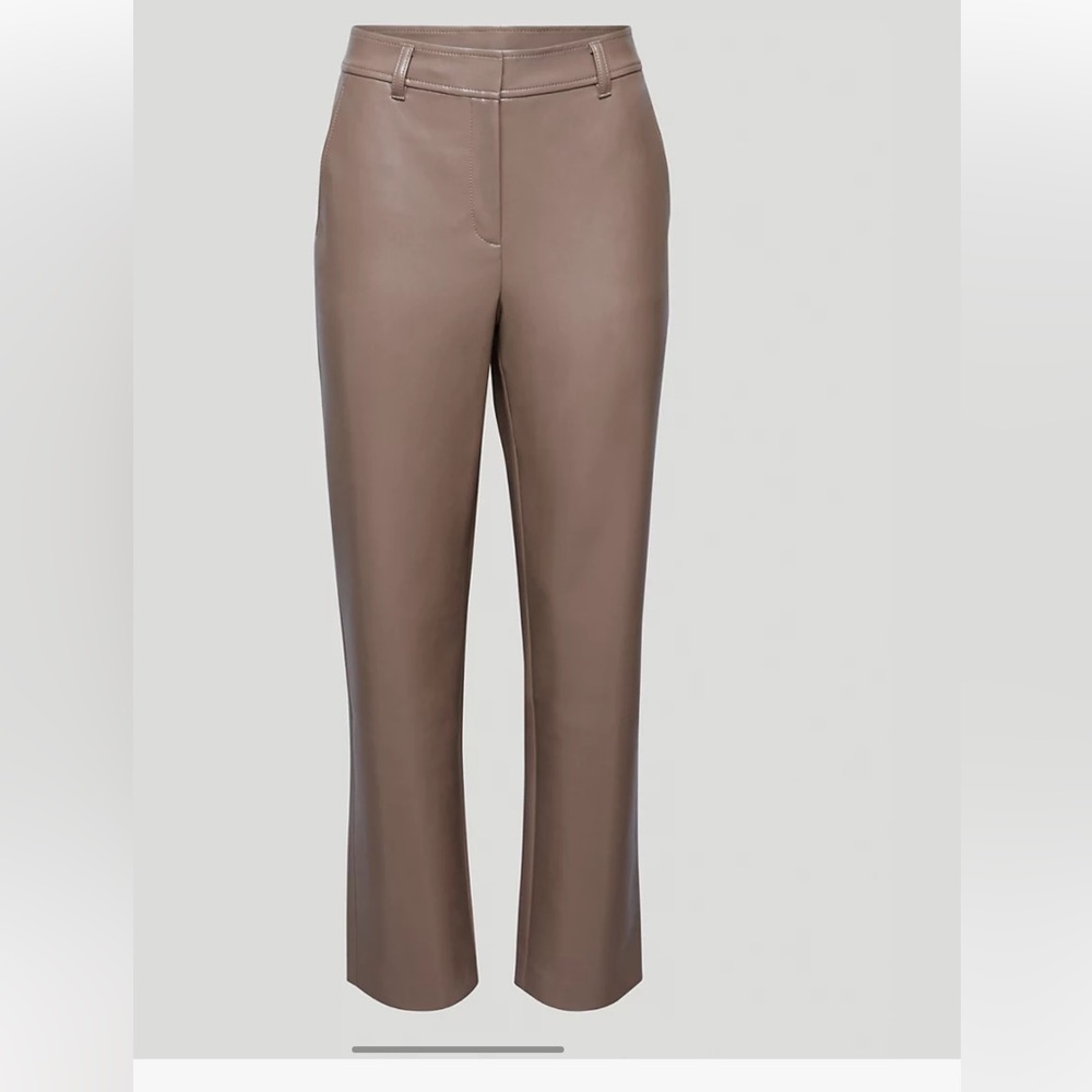 Aritzia Babaton Command Cropped Pant- Vegan Leather color Shiitake